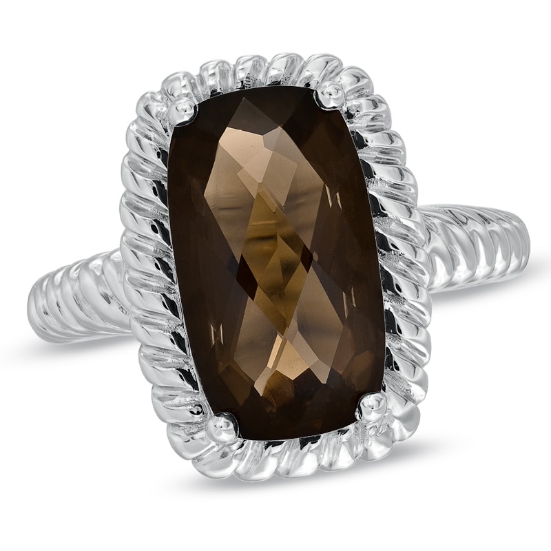 Main Image 1 of Previously Owned - Cushion-Cut Smoky Quartz Ring in Sterling Silver