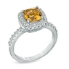Thumbnail Image 2 of Previously Owned - 7.0mm Citrine and Lab-Created White Sapphire Pendant and Ring Set in Sterling Silver - Size 7