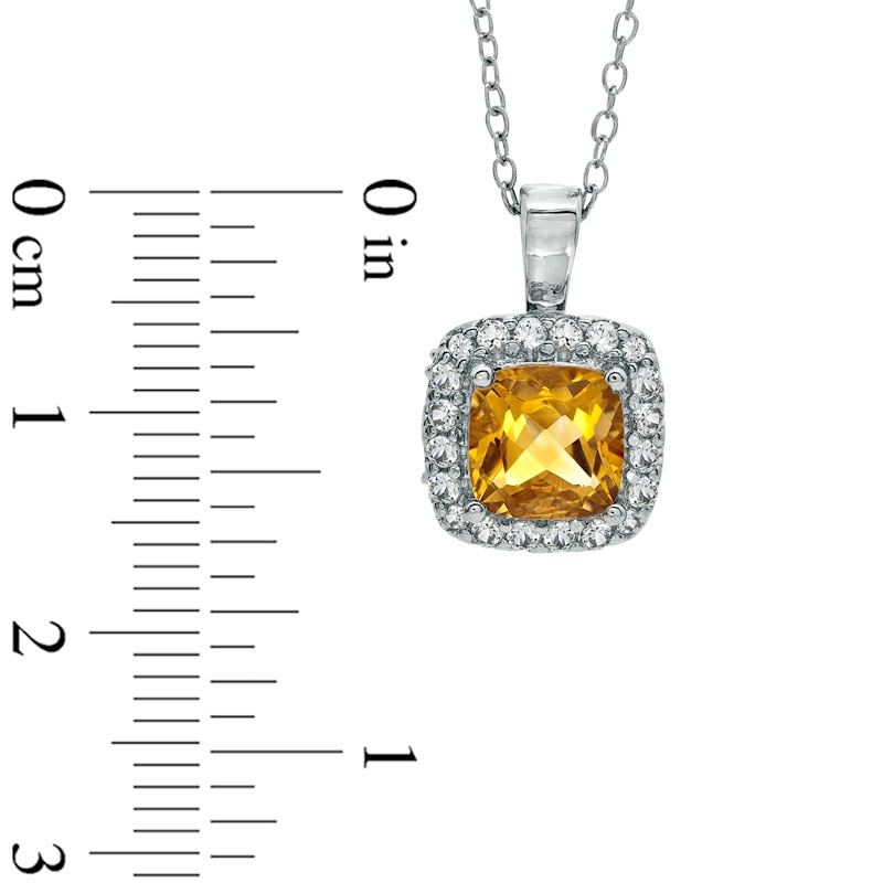 Main Image 3 of Previously Owned - 7.0mm Citrine and Lab-Created White Sapphire Pendant and Ring Set in Sterling Silver - Size 7