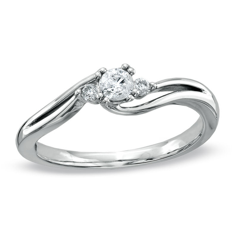 Main Image 1 of Previously Owned - Cherished Promise Collection™ 1/5 CT. T.W. Diamond Three Stone Promise Ring in 10K White Gold