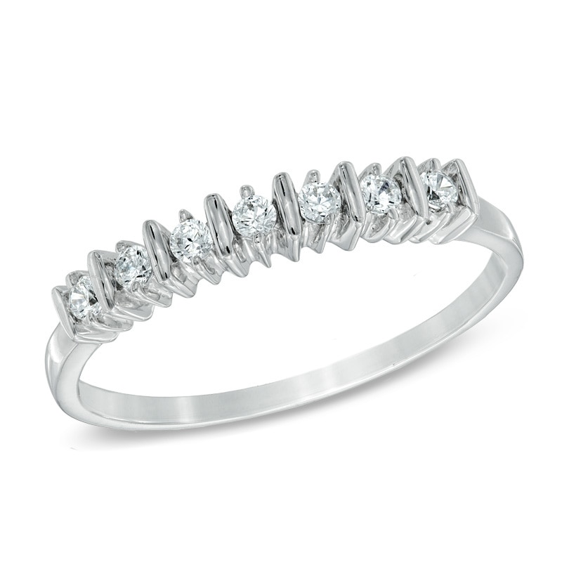 Main Image 1 of Previously Owned - 1/10 CT. T.W. Diamond Seven Stone Wedding Band in 10K White Gold