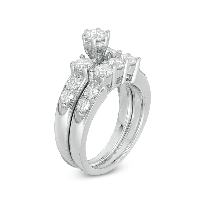 Previously Owned - 3 CT. T.W. Diamond Three Stone Bridal Set in 14K White Gold