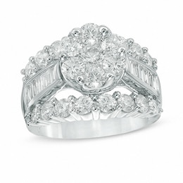 Previously Owned - 4 CT. T.W. Composite Diamond Cluster Engagement Ring in 14K White Gold