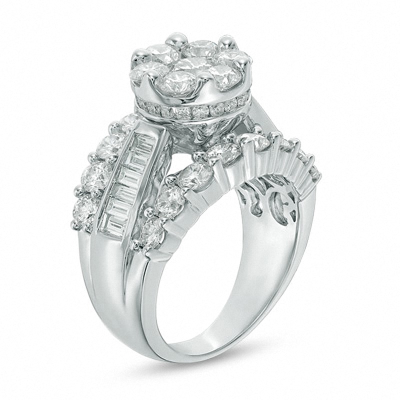 Main Image 2 of Previously Owned - 4 CT. T.W. Composite Diamond Cluster Engagement Ring in 14K White Gold