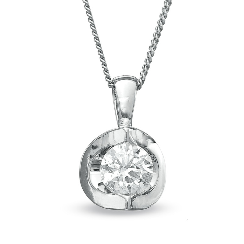 Main Image 1 of Previously Owned - 1/5 CT.  Canadian Diamond Solitaire Pendant in 14K White Gold (I/I2)