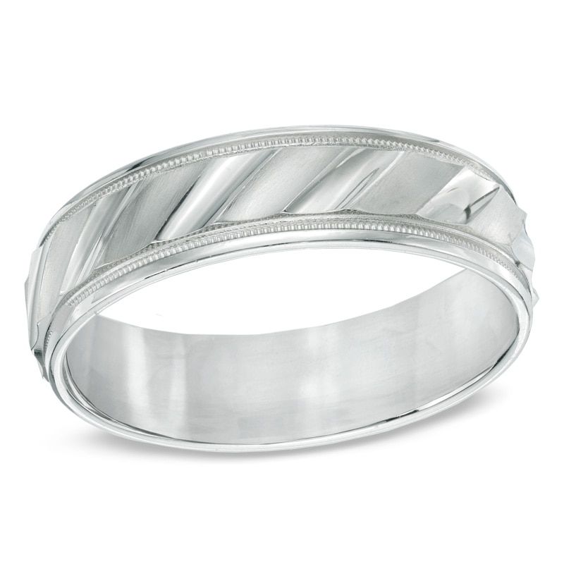 Main Image 1 of Previously Owned - 6.0mm Comfort Fit Wedding Band in 14K White Gold