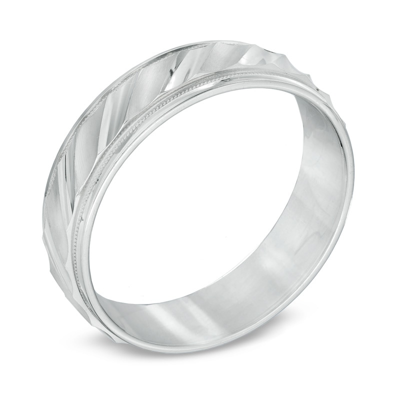 Main Image 2 of Previously Owned - 6.0mm Comfort Fit Wedding Band in 14K White Gold
