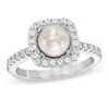 Thumbnail Image 1 of Previously Owned-6.5-7.0mm Freshwater Cultured Pearl and Lab-Created White Sapphire Frame Ring-Size 7