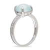 Thumbnail Image 2 of Previously Owned - 8.0mm Cushion-Cut Blue Chalcedony and Diamond Accent Ring in 10K White Gold