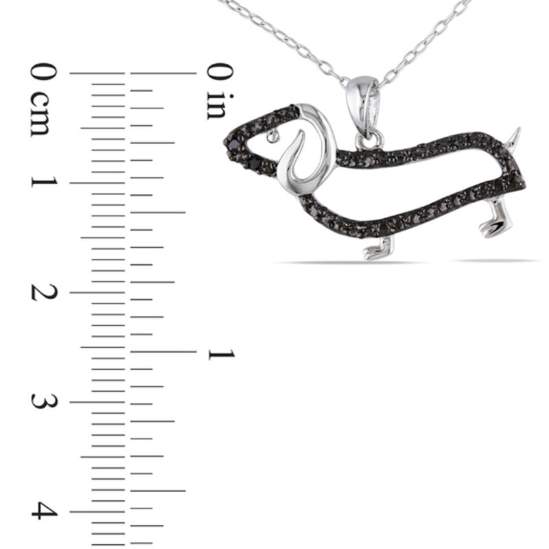 Previously Owned Black Diamond Accent Dachshund Pendant in Sterling Silver with Beaded Black Rhodium Zales Outlet