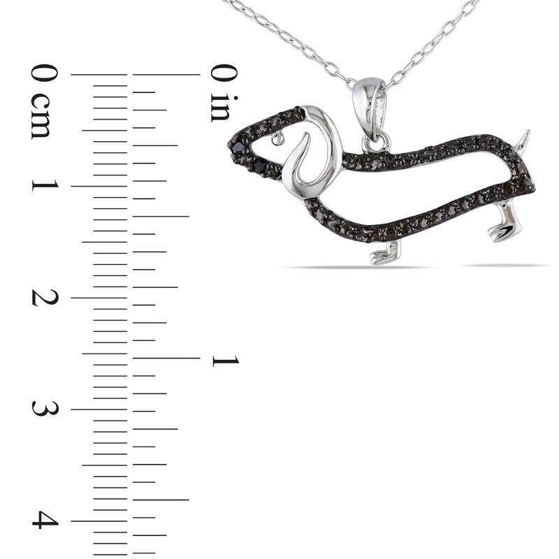 Main Image 2 of Previously Owned - Black Diamond Accent Dachshund Pendant in Sterling Silver with Beaded Black Rhodium