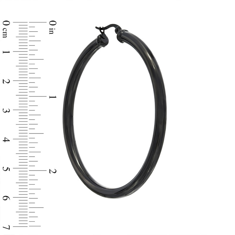 Previously Owned - 50mm Tube Hoop Earrings in Black IP Stainless Steel