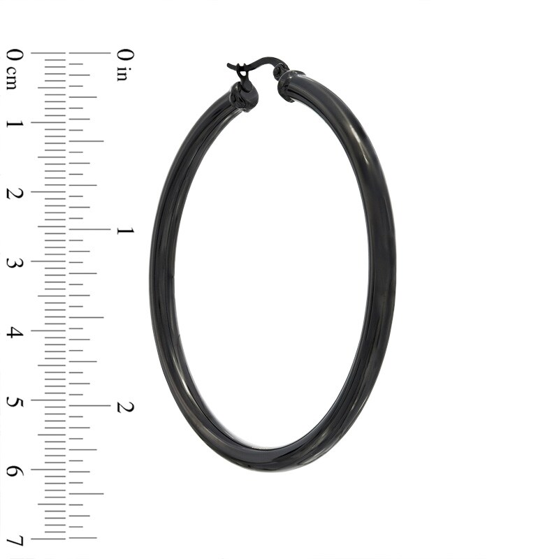 Main Image 2 of Previously Owned - 50mm Tube Hoop Earrings in Black IP Stainless Steel