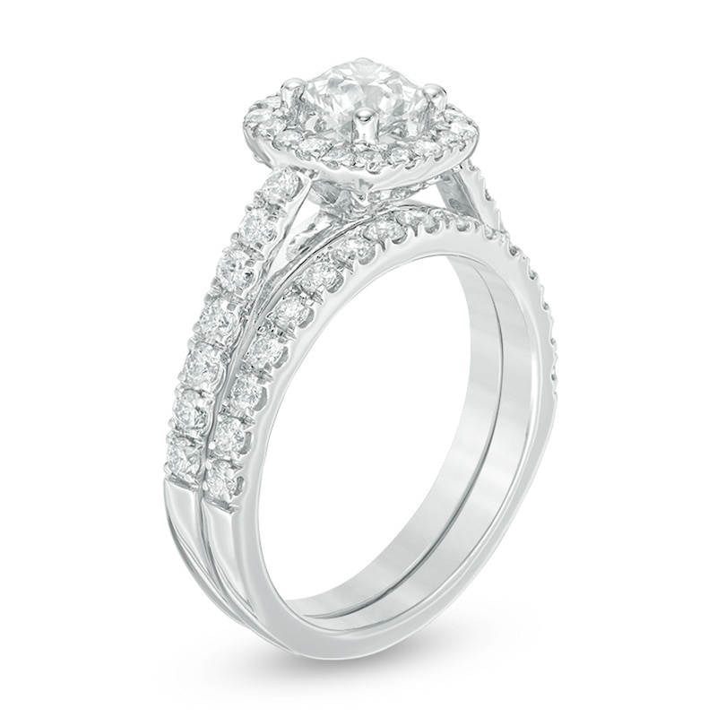 Main Image 2 of Previously Owned - 1 CT. T.W. Diamond Frame Bridal Set in 14K White Gold