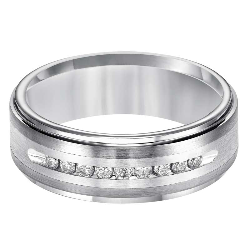 Main Image 2 of Previously Owned - Triton 1/4 CT. T.W. Diamond Comfort Fit Tungsten and Stainless Steel Wedding Band