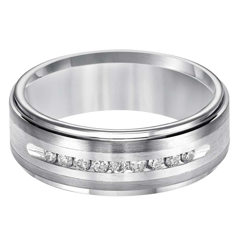 Previously Owned - Triton Men's 1/4 CT. T.W. Diamond Comfort Fit Tungsten and Stainless Steel Wedding Band