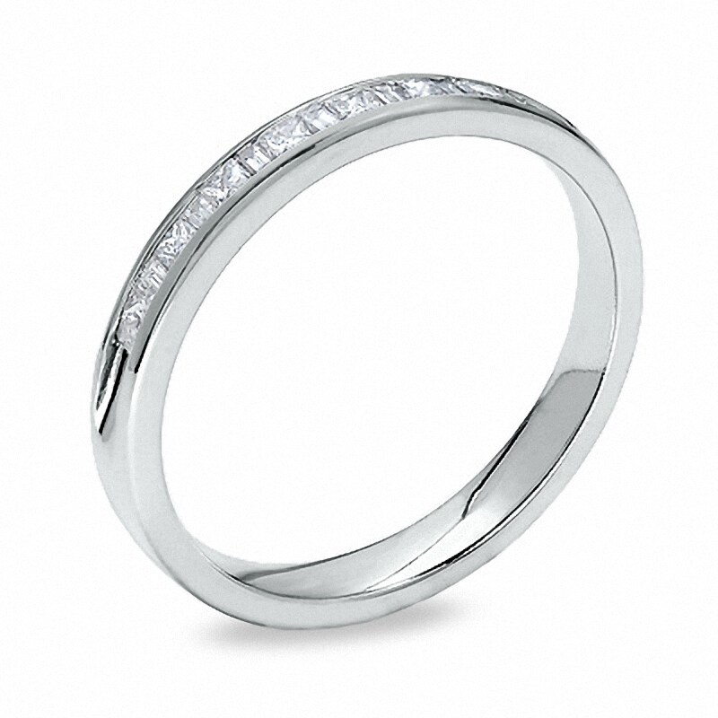 Previously Owned - 1/4 CT. T.W. Princess-Cut and Baguette Diamond Band in 14K White Gold