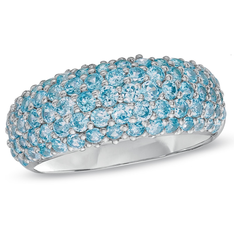 Main Image 1 of Previously Owned - Blue Topaz Pavé Band in Sterling Silver
