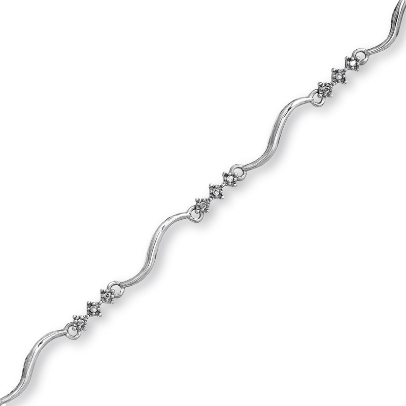 Main Image 1 of Previously Owned - Diamond Accent Triple Diamond Link Bracelet in 10K White Gold - 7.5"