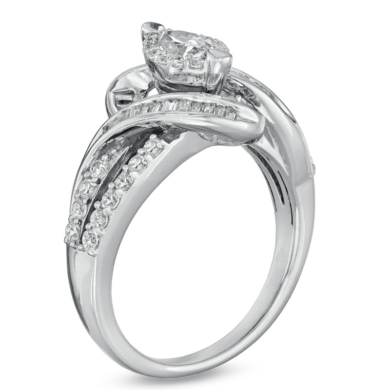 Main Image 2 of Previously Owned - 1 CT. T.W. Marquise Diamond Twist Engagement Ring in 14K White Gold