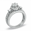 Thumbnail Image 2 of Previously Owned - 1 CT. T.W. Round and Princess-Cut Diamond Flower Bridal Set in 10K White Gold