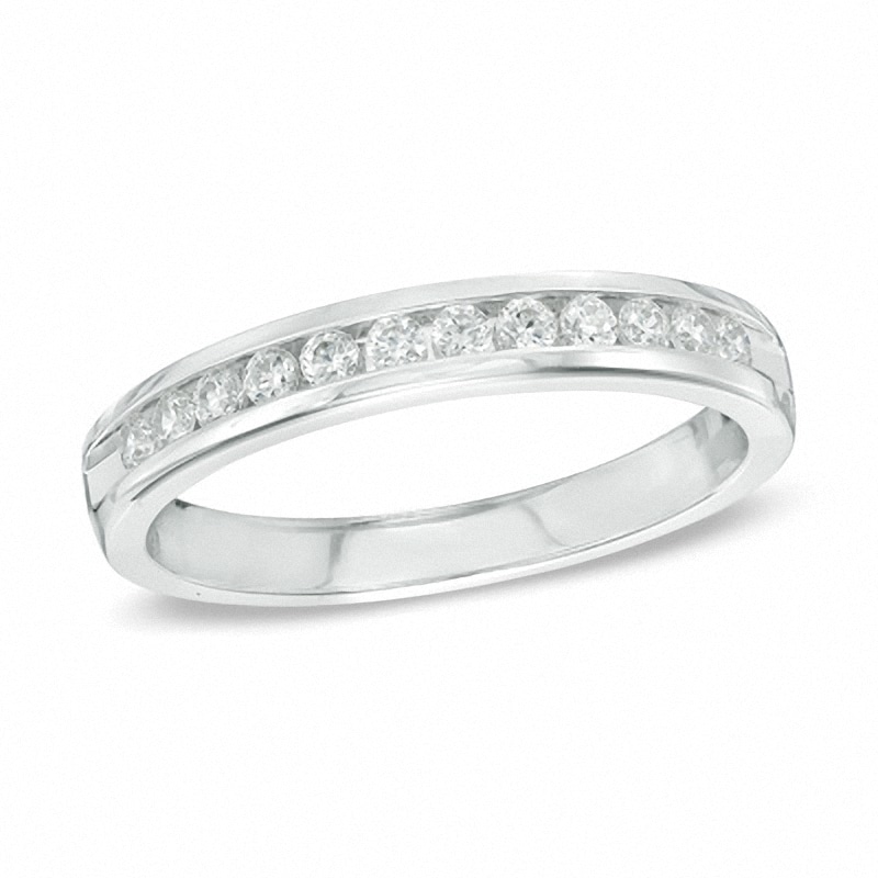 Main Image 1 of Previously Owned - 1/2 CT. T.W. Diamond Channel Band in 14K White Gold