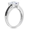 Thumbnail Image 2 of Previously Owned - 6.0mm Lab-Created White Sapphire and 1/8 CT. T.W. Black Diamond Ring