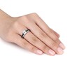 Thumbnail Image 3 of Previously Owned - 6.0mm Lab-Created White Sapphire and 1/8 CT. T.W. Black Diamond Ring