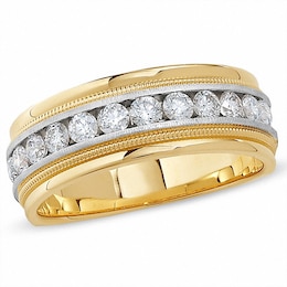 Previously Owned - 1 CT. T.W. Diamond Milgrain Band in 14K Two-Tone Gold