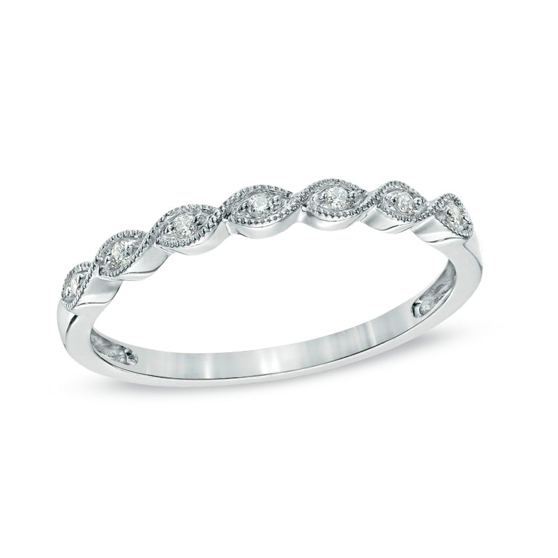 Main Image 1 of Previously Owned - Diamond Accent Milgrain Anniversary Band in 10K White Gold