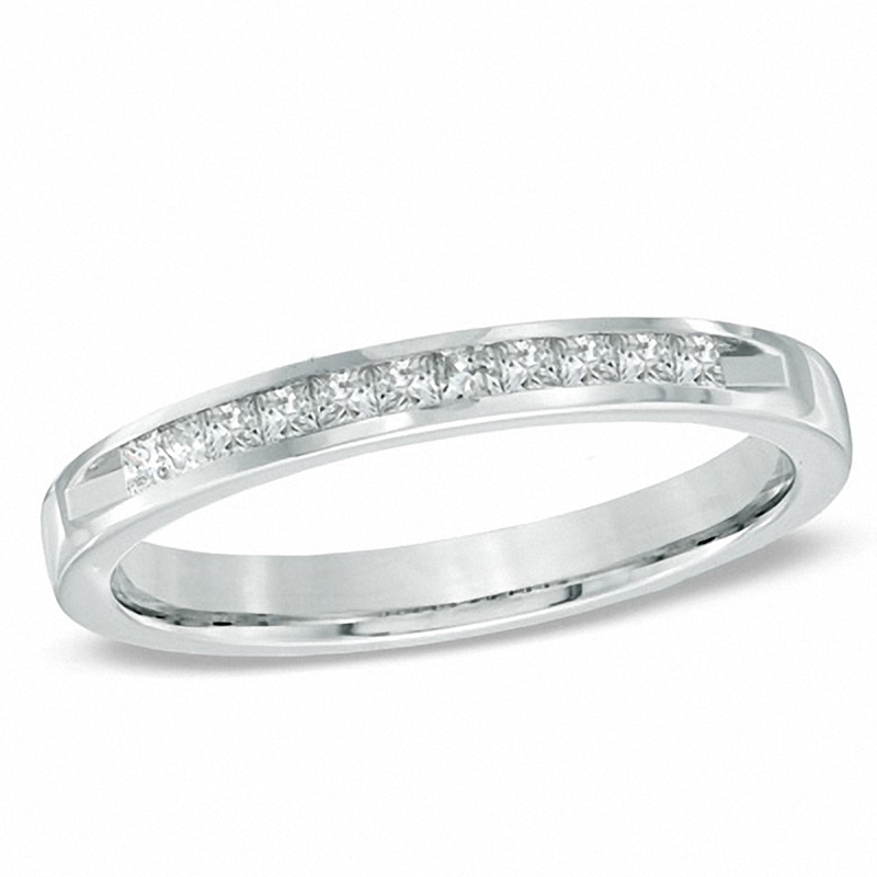 Previously Owned - 1/4 CT. T.W. Princess-Cut Diamond Wedding Band in 14K White Gold
