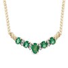 Thumbnail Image 1 of Previously Owned - Oval Emerald and 1/8 CT. T.W. Diamond Necklace in 14K Gold - 16"