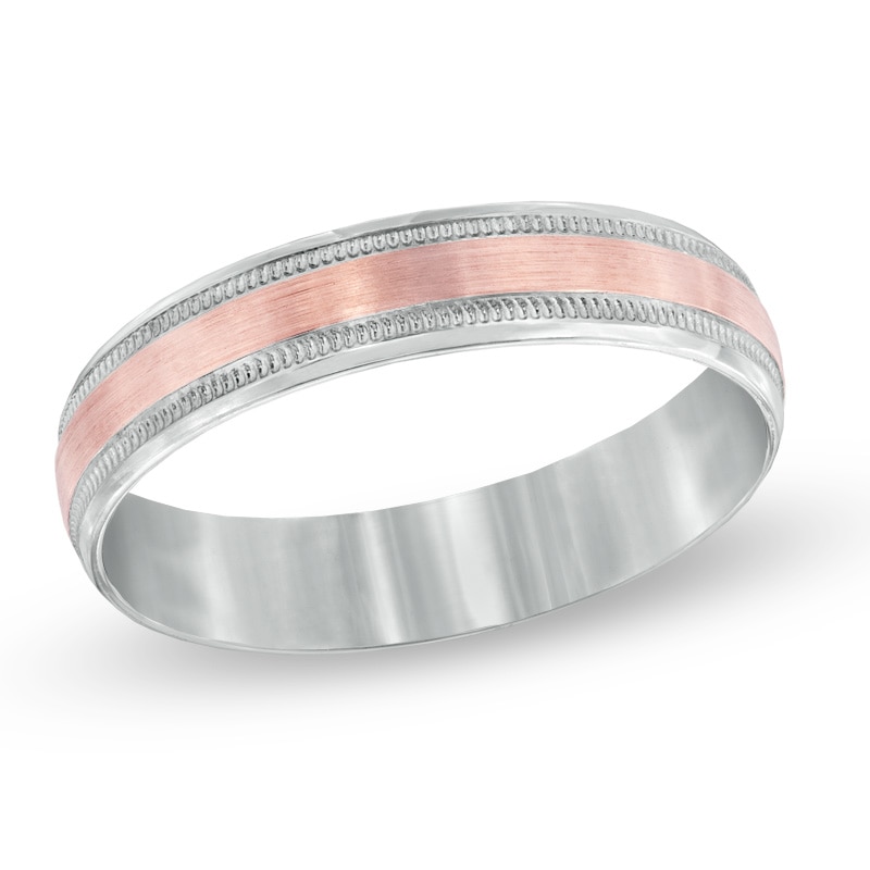 Main Image 1 of Previously Owned - 4.0mm Comfort Fit Wedding Band in 10K Two-Tone Gold