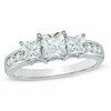 Thumbnail Image 1 of Previously Owned - 1-1/2 CT. T.W. Princess-Cut Diamond Past Present Future® Ring in 14K White Gold