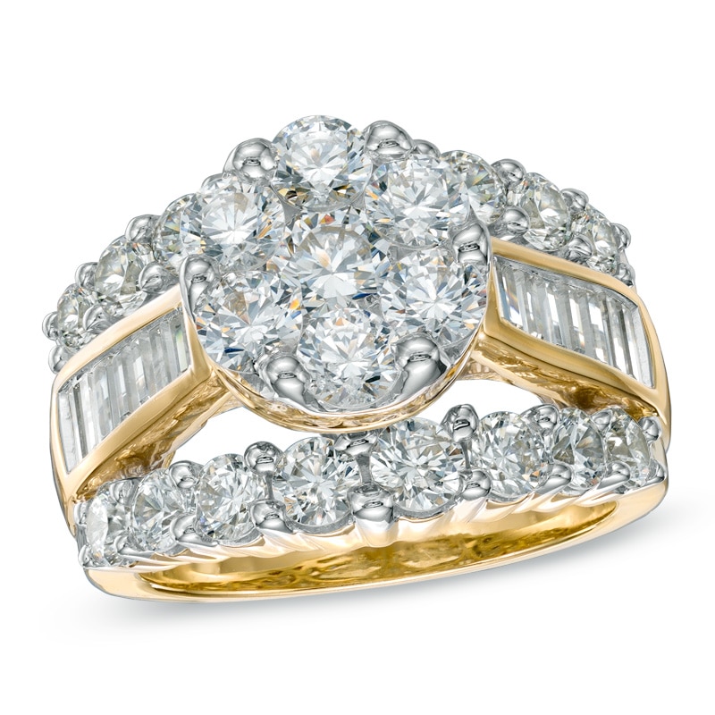 Main Image 1 of Previously Owned - 4 CT. T.W. Diamond Cluster Engagement Ring in 14K Gold