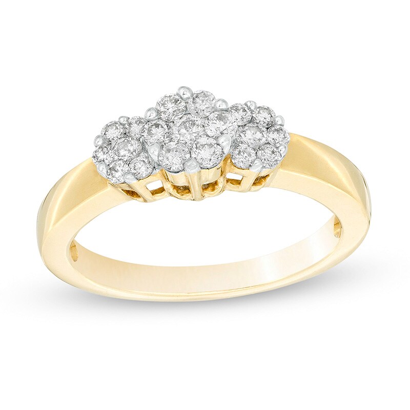 Main Image 1 of Previously Owned - 1/2 CT. T.W. Diamond Flower Ring in 14K Gold