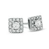 Thumbnail Image 1 of Previously Owned - 1/4 CT. T.W. Diamond Square Frame Stud Earrings in 10K White Gold
