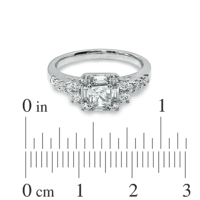 Previously Owned - 1 CT. T.W. Princess-Cut Diamond Art Deco-Inspired Engagement Ring in 14K White Gold
