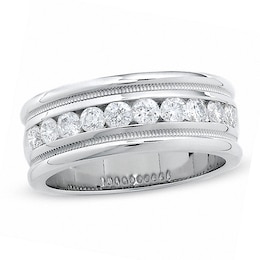 Previously Owned - 1 CT. T.W. Diamond Milgrain Band in 14K White Gold