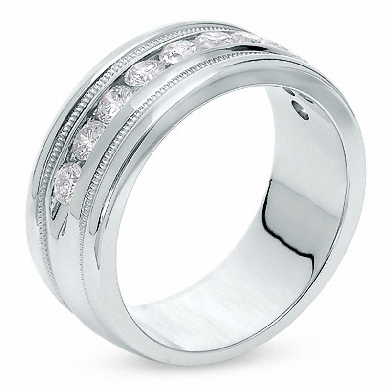 Main Image 2 of Previously Owned - 1 CT. T.W. Diamond Milgrain Band in 14K White Gold