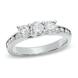 Previously Owned - 1 CT. T.W. Diamond Three Stone Ring in 10K White Gold