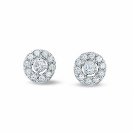 Previously Owned - 1/2 CT. T.W. Diamond Frame Stud Earrings in 10K White Gold