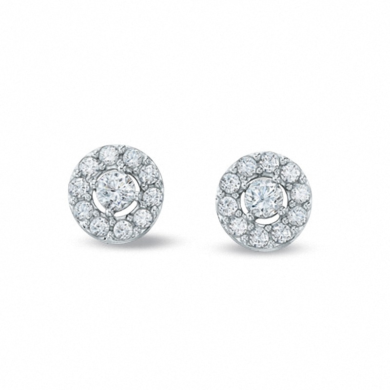 Main Image 1 of Previously Owned - 1/2 CT. T.W. Diamond Frame Stud Earrings in 10K White Gold