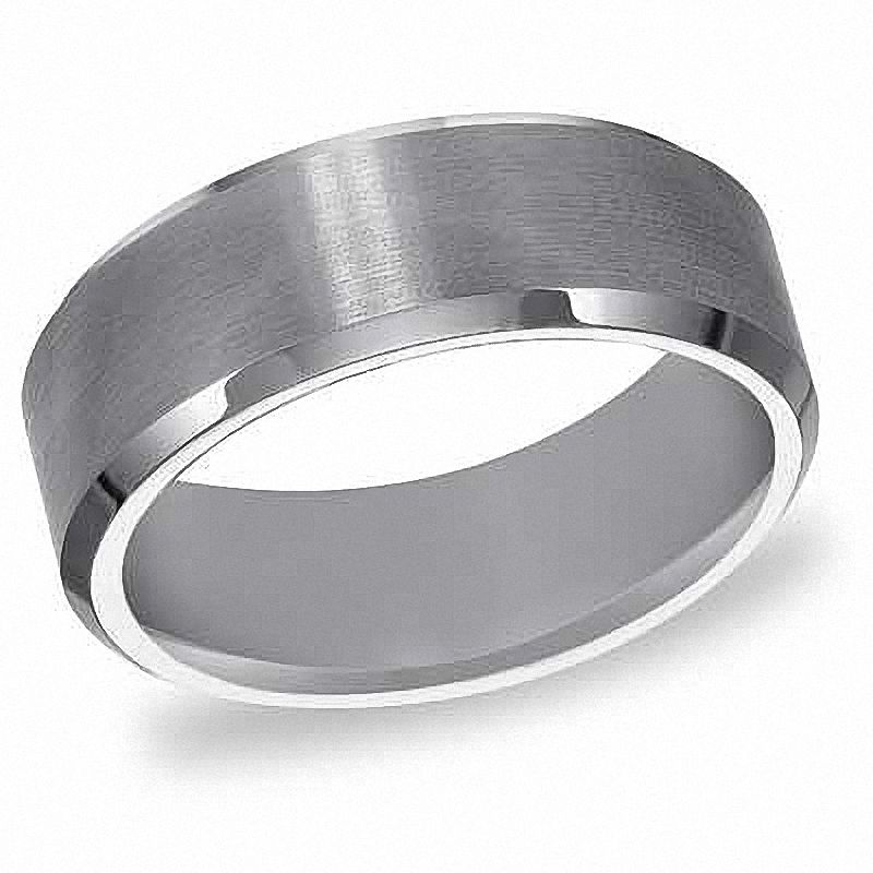Main Image 1 of Previously Owned - Triton's Men's 8.0mm Comfort Fit Beveled Edge Wedding Band in Tungsten