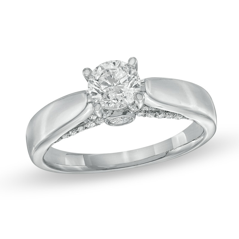 Main Image 1 of Previously Owned - 1 CT. T.W. Diamond Engagement Ring in 14K White Gold (J/I2)