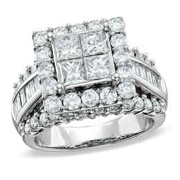 Previously Owned - 3 CT. T.W. Quad Princess-Cut Diamond Engagement Ring in 14K White Gold