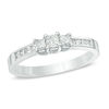 Thumbnail Image 0 of Previously Owned - 1/2 CT. T.W. Princess-Cut Diamond Three Stone Engagement Ring in 10K White Gold