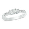 Thumbnail Image 1 of Previously Owned - 1/2 CT. T.W. Princess-Cut Diamond Three Stone Engagement Ring in 10K White Gold