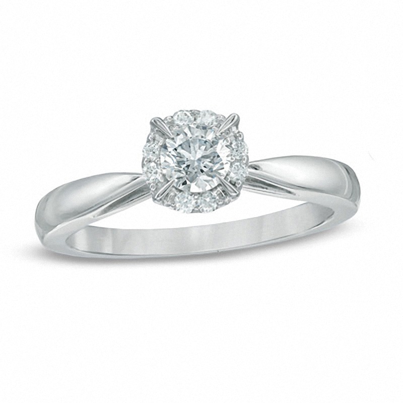 Previously Owned - 3/8 CT. T.W. Diamond Frame Engagement Ring in 14K White Gold