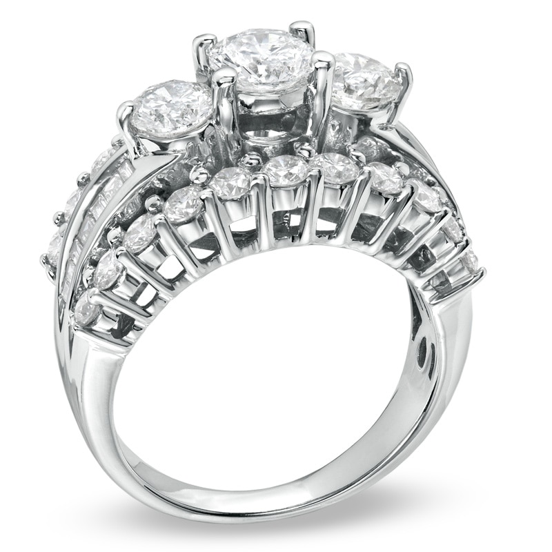 Main Image 2 of Previously Owned - 3 CT. T.W. Diamond Three Stone Engagement Ring in 14K White Gold
